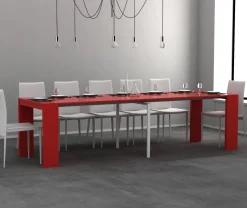 Consolle allungabile colore rosso modello Mathilde laccato lucido o opaco 3 mt