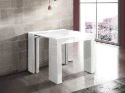 Consolle allungabile in finitura Bianco Lucido modello Mercurio con 5 alunghe incluse