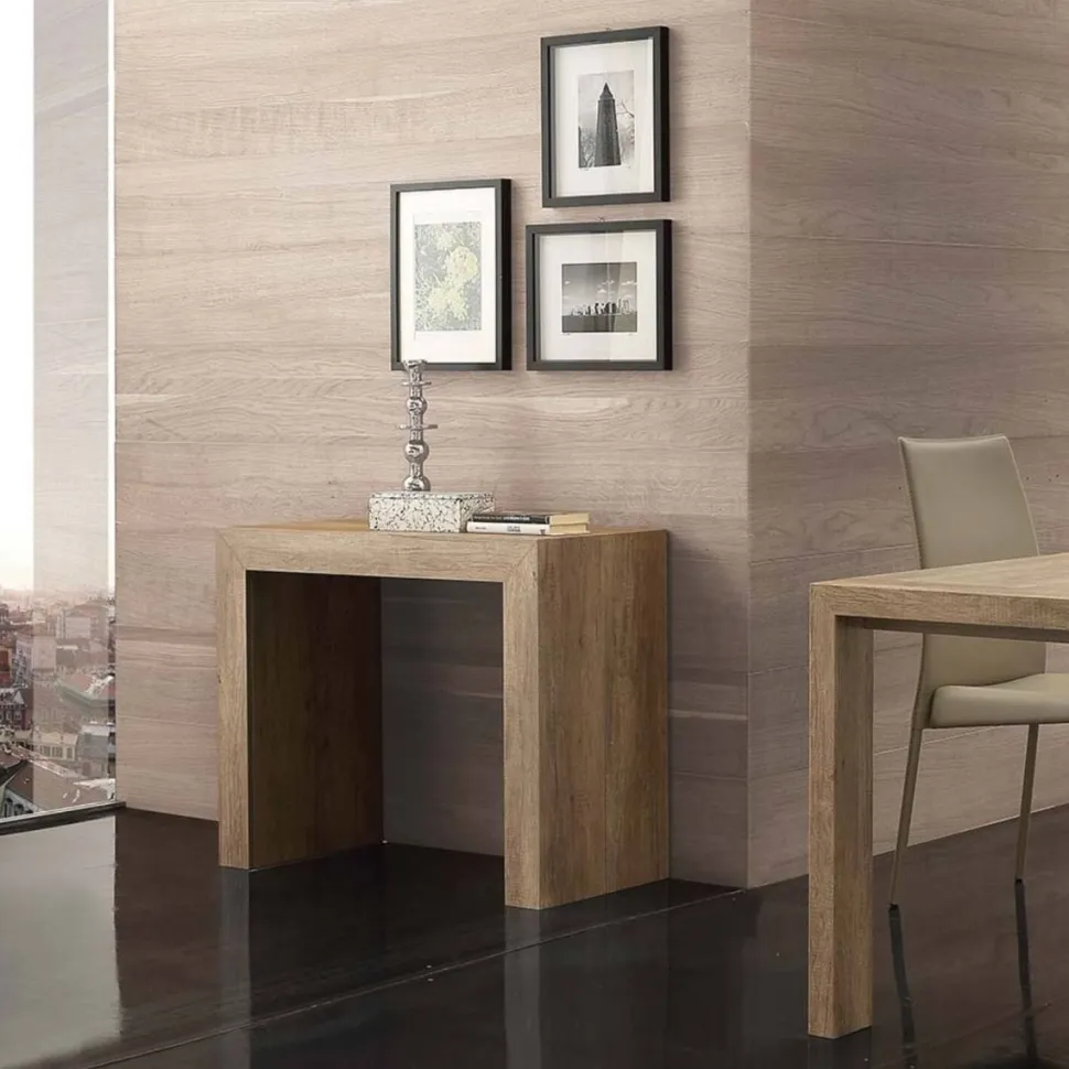 Consolle allungabile Nobilitato folding in Rovere modello Logika