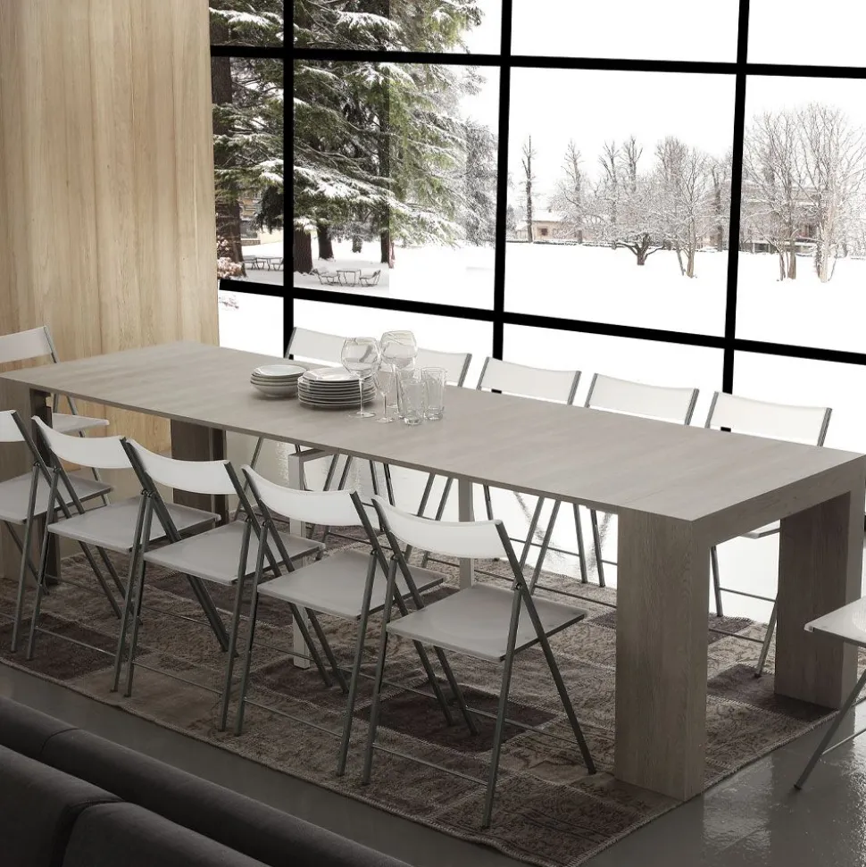 Consolle allungabile Nobilitato folding in Rovere modello Logika
