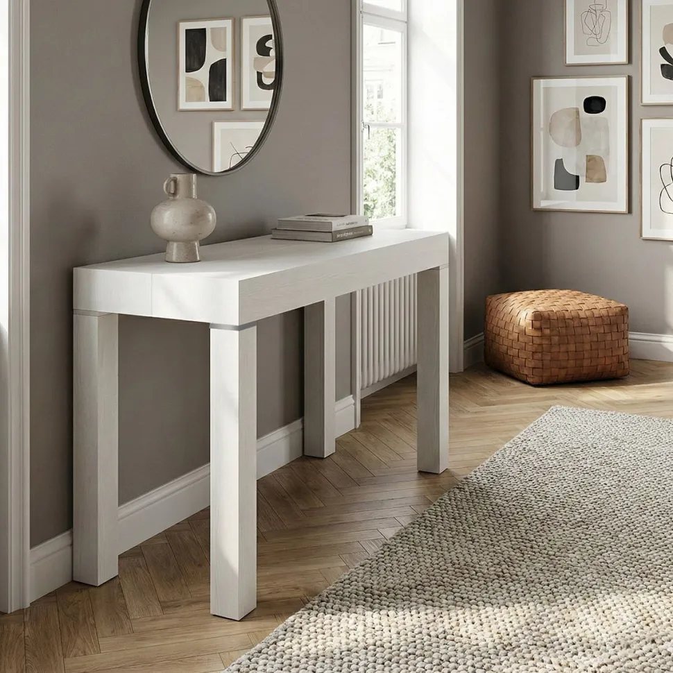 Consolle Bianco frassinato modello 600 BIG Larga 110 cm 3 metri