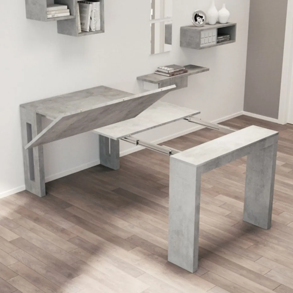 Consolle con allunghe incorporate Grigio CEMENTO modello CLEVER L 90