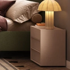 Coppia di comodini a 3 cassetti Mike linea Chèrie in finitura Bronzo e Rovere Mercure