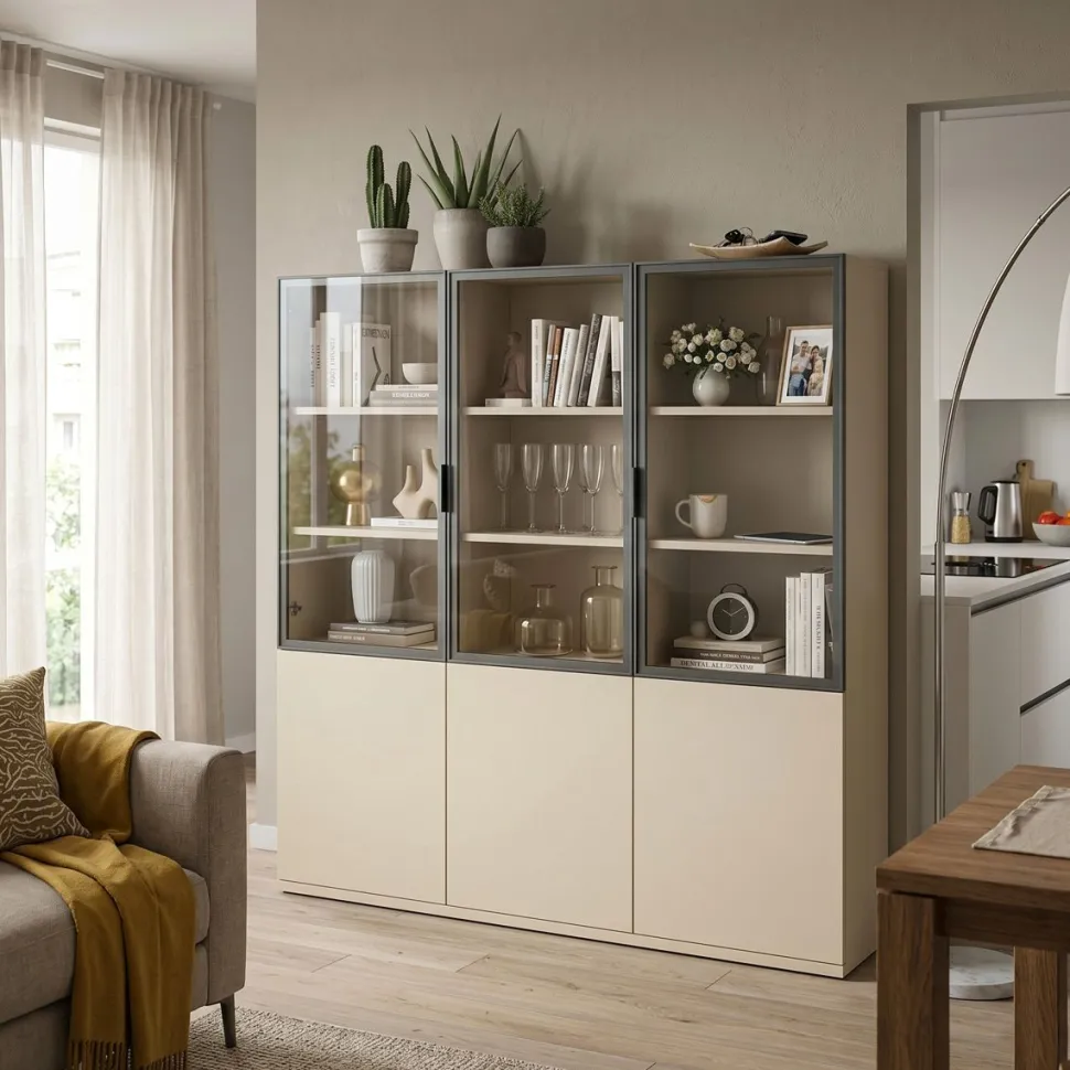 Credenza Alta 6 ante in legno e Vetro disponibile in varie misure e colori