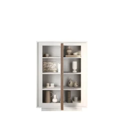 Credenza 2 ante battenti linea Pear in finitura Bianco opaco e Rovere Mercure