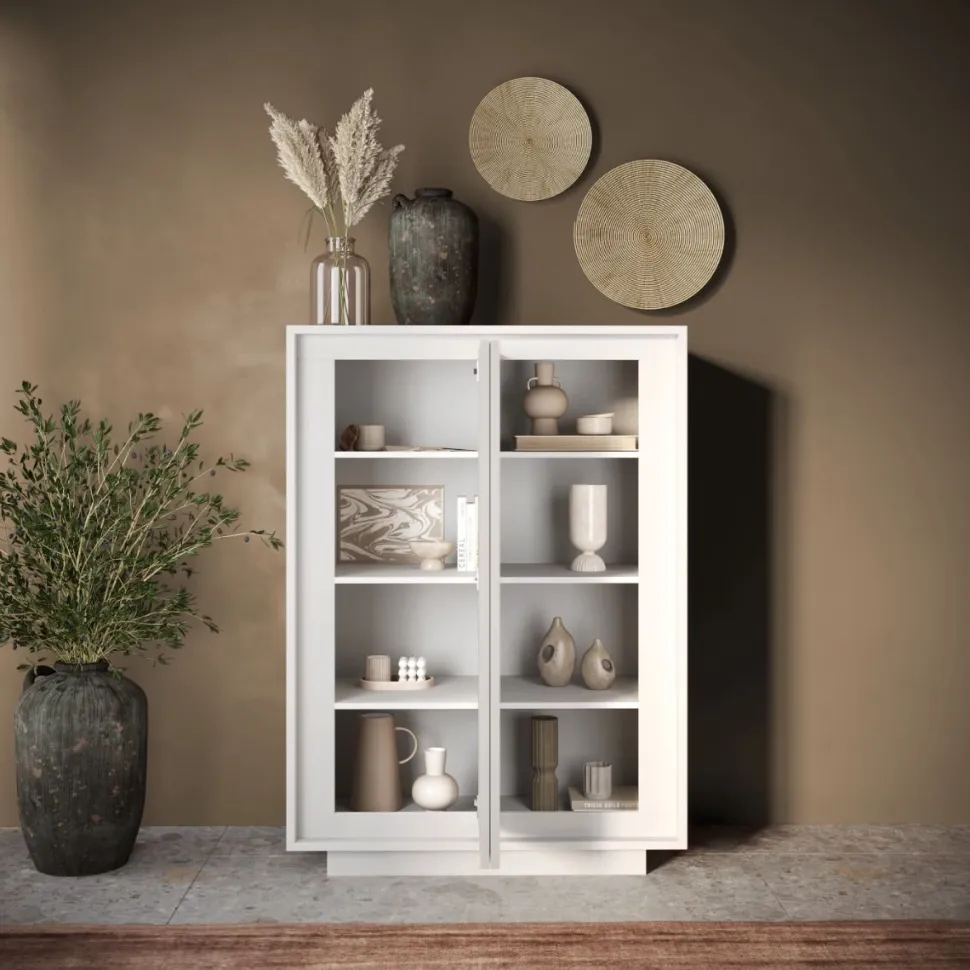 Credenza 2 ante battenti linea Pure in finitura Bianco laccato opaco