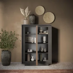 Credenza 2 ante battenti linea Natural in finitura Lava e Rovere Mercure