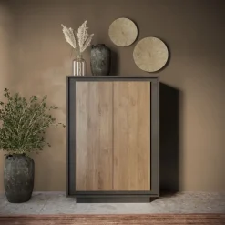 Credenza 2 ante battenti linea Natural in finitura Lava e Rovere Mercure