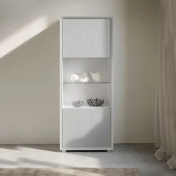 Credenza 2 ante Bianco frassino con ripiano in Vetro linea Tilt