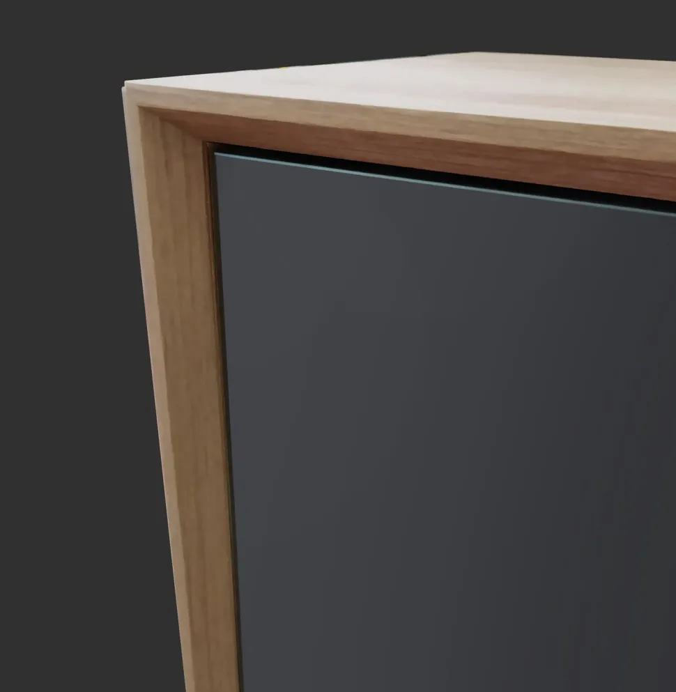 Credenza 2 ante Bianco Opaco con ripiano in vetro linea Tilt