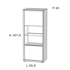 Credenza 2 ante Bianco Opaco con ripiano in vetro linea Tilt