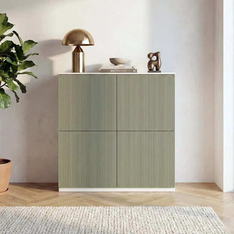 Credenza 4 ante con frontali cannetè linea Contact disponibile in 30 colori