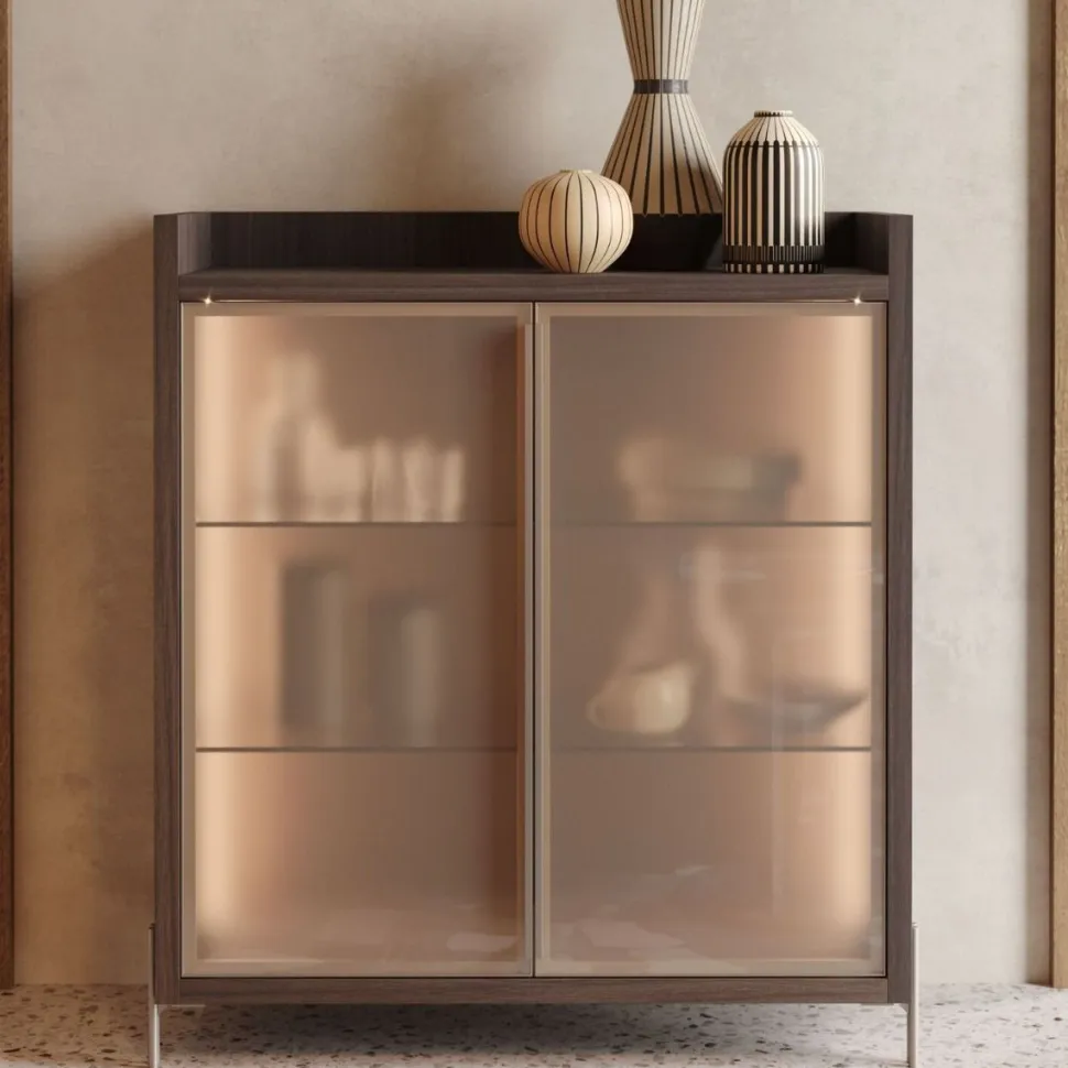 Credenza 2 ante con telaio in alluminio Beky linea Contact disponibile in 30 colori