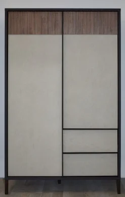 Credenza 2 ante e 2 cassetti con serigrafia linea Sierra finitura Lava, Argilla e Rovere Mercure