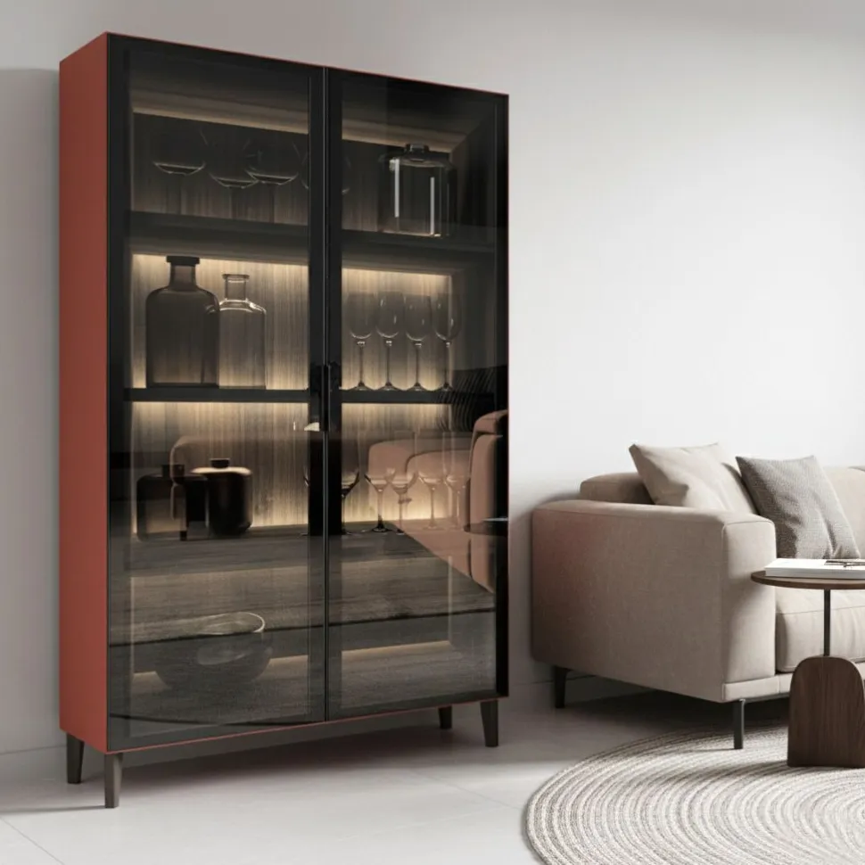 Credenza 2 ante in vetro larghezza 90cm in 3 altezze