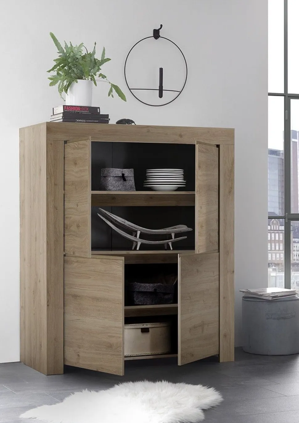 Credenza 4 ante linea Clear in Rovere Cadiz