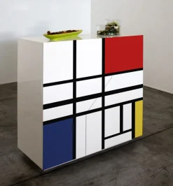 Credenza 2 ante linea Galassia in finitura Bianco Lucido con serigrafia