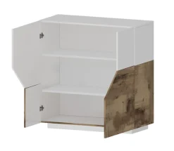 Credenza 2 ante linea Galassia in finitura Bianco Lucido e Acero Pereira