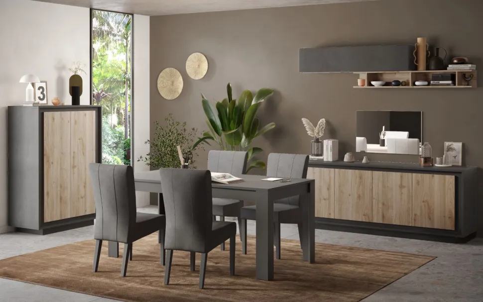 Credenza 2 ante linea Natural in finitura Lava e Rovere Cadiz