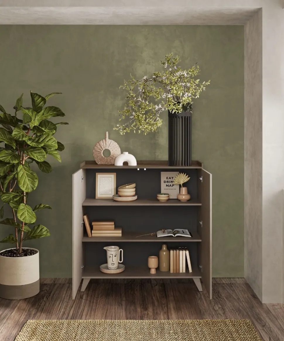 Credenza 2 ante linea Oscar in finitura Rovere Mercure e Bronzo