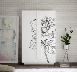 Credenza 2 ante linea Sax in finitura Bianco Lucido con serigrafia