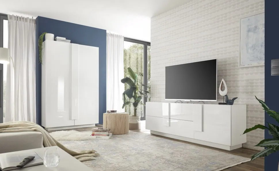 Credenza 2 ante linea Sax in finitura Bianco Lucido