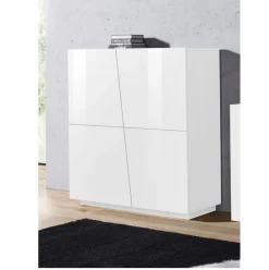 Credenza 4 ante linea Virgola finitura Bianco Lucido
