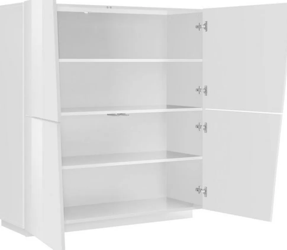 Credenza 4 ante linea Virgola finitura Bianco Lucido