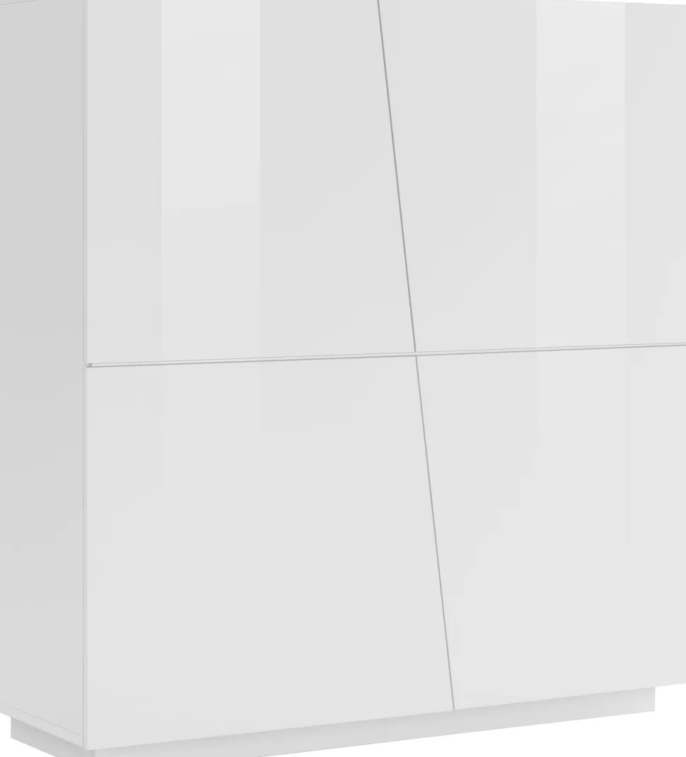 Credenza 4 ante linea Virgola finitura Bianco Lucido