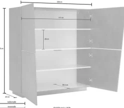 Credenza 4 ante linea Virgola finitura Bianco Lucido