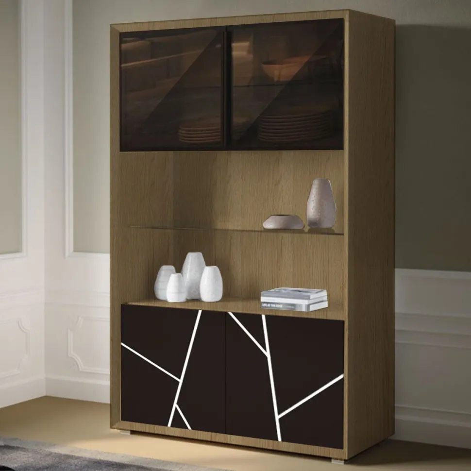 Credenza 4 ante Tilt con ante in vetro e grafica