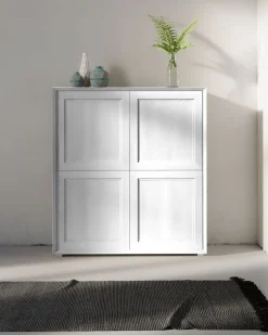 Credenza in Bianco opaco con 4 ante senza maniglie linea Tilt CLASSIC