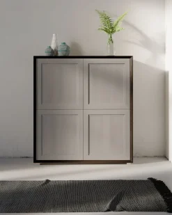 Credenza in Bianco opaco con 4 ante senza maniglie linea Tilt CLASSIC