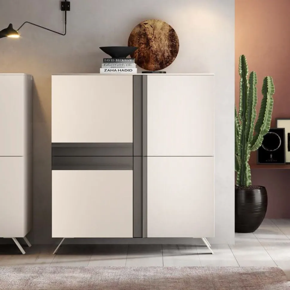 Credenza linea Domino in Noce Naturale a Cachemire