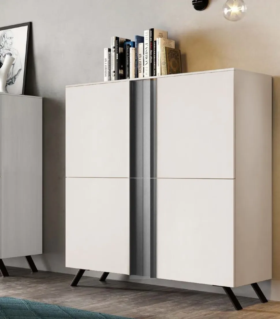 Credenza linea Domino in Noce Bianco e Brunito