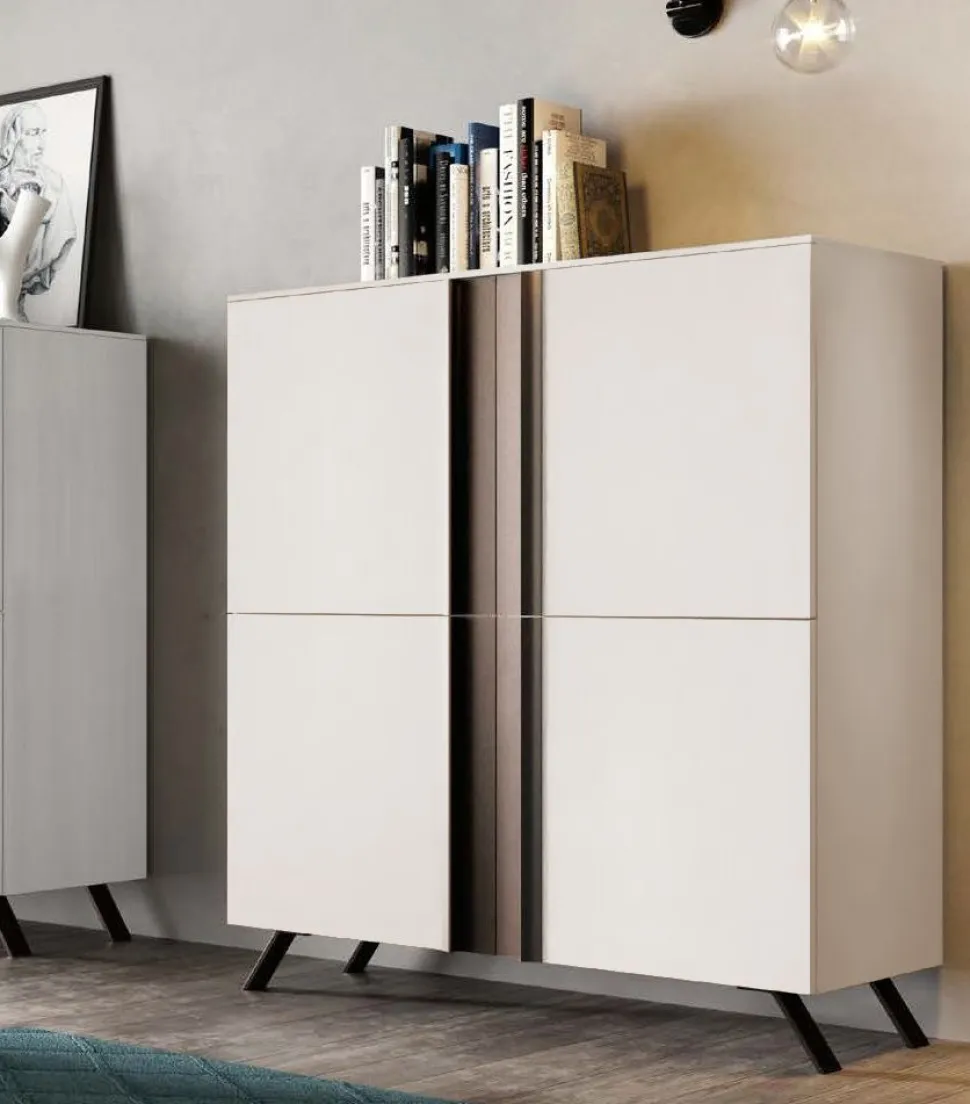 Credenza linea Domino in Noce Bianco e Brunito