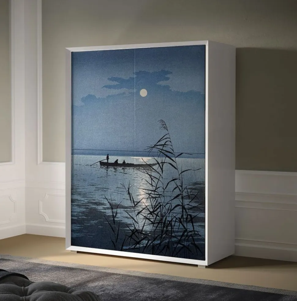 Credenza moderna a 4 ante personalizzabile con grafica giapponese linea Tilt