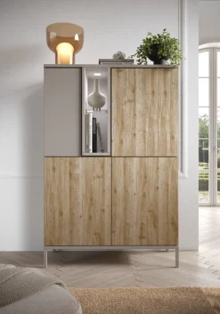 Credenza moderna 4 ante battenti senza maniglie con vano a giorno Linea Dalì