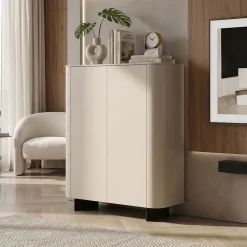 Credenza moderna 2 ante con apertura Push-Pull e piede a lama in metallo