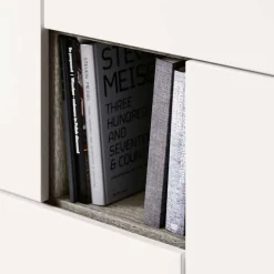 Credenza moderna 4 ante in Bianco Opaco con apertura push pull disponibile in vari colori