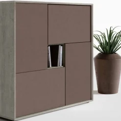 Credenza moderna 4 ante in Bianco Opaco con apertura push pull disponibile in vari colori