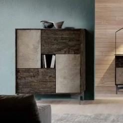 Credenza moderna 4 ante in Bianco Opaco con apertura push pull disponibile in vari colori