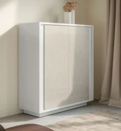 Credenza moderna bianco opaco e calce a 2 ante linea Skyline