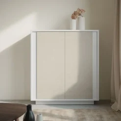 Credenza moderna bianco opaco e calce a 2 ante linea Skyline