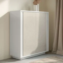 Credenza moderna bianco opaco e calce a 2 ante linea Skyline