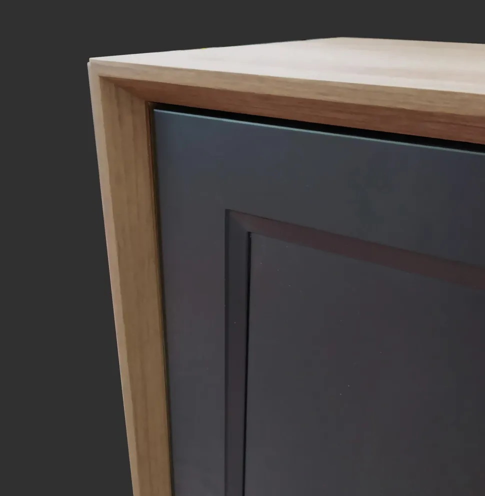 Credenza moderna Bianco opaco e DEEP BLUE 4 ante senza maniglia linea Tilt CLASSIC