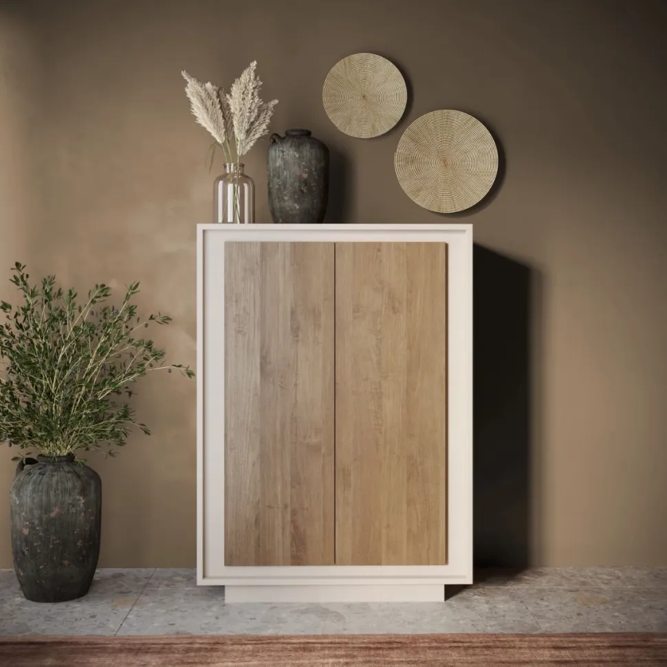 Credenza moderna Cashmere e Rovere Mercure scuro 2 ante battenti linea Eos