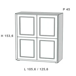 Credenza moderna Rovere Chiaro 4 ante senza maniglie linea Tilt CLASSIC