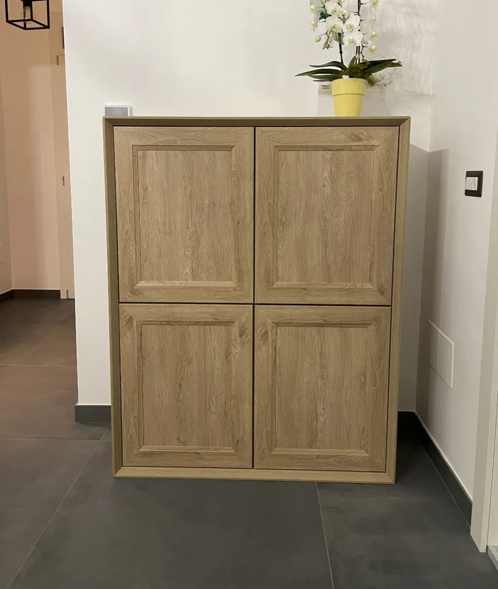 Credenza moderna Rovere Chiaro 4 ante senza maniglie linea Tilt CLASSIC