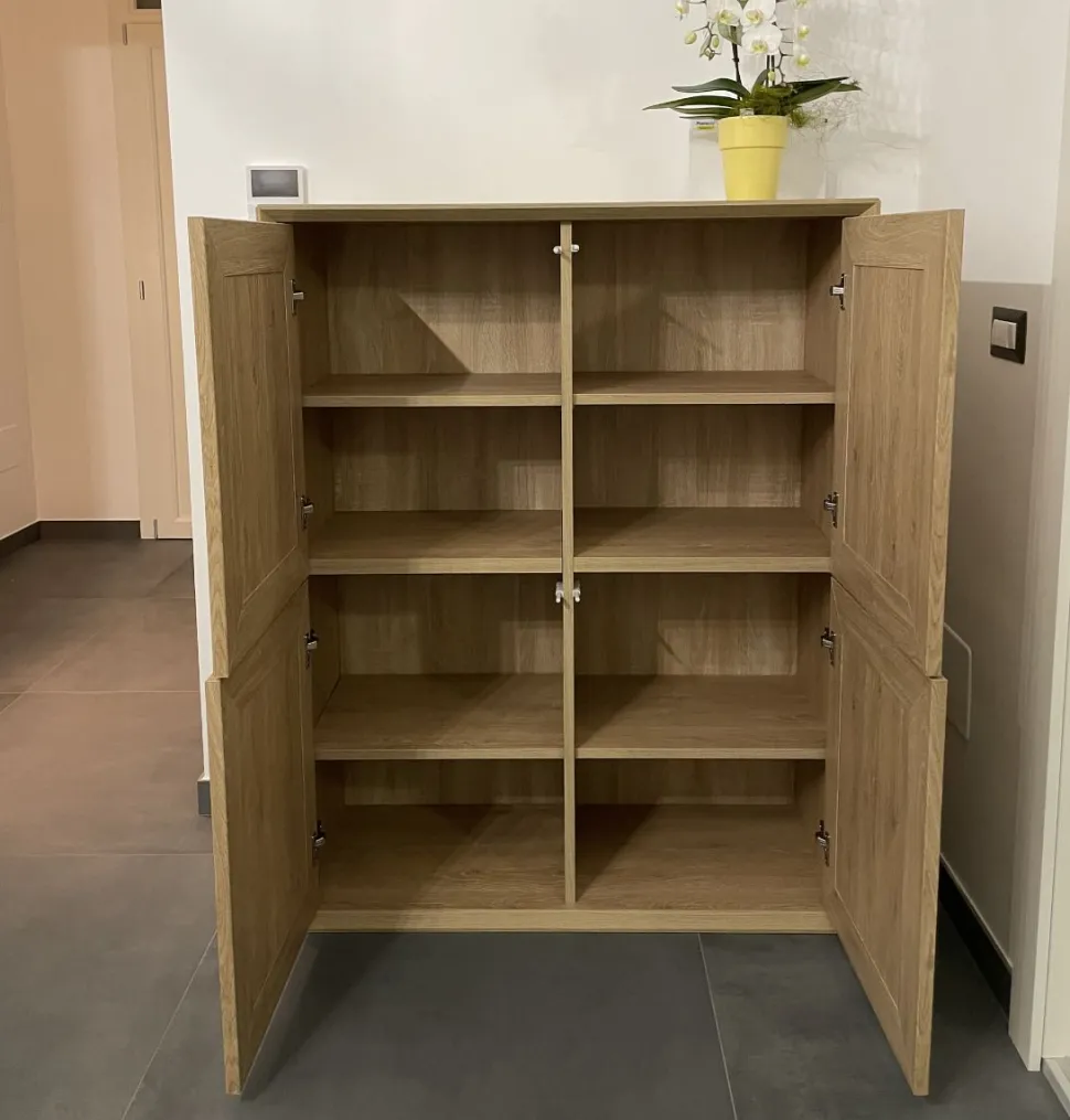 Credenza moderna Rovere Chiaro 4 ante senza maniglie linea Tilt CLASSIC